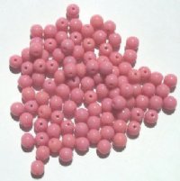 100 5mm Opaque Dark Pink Round Glass Beads